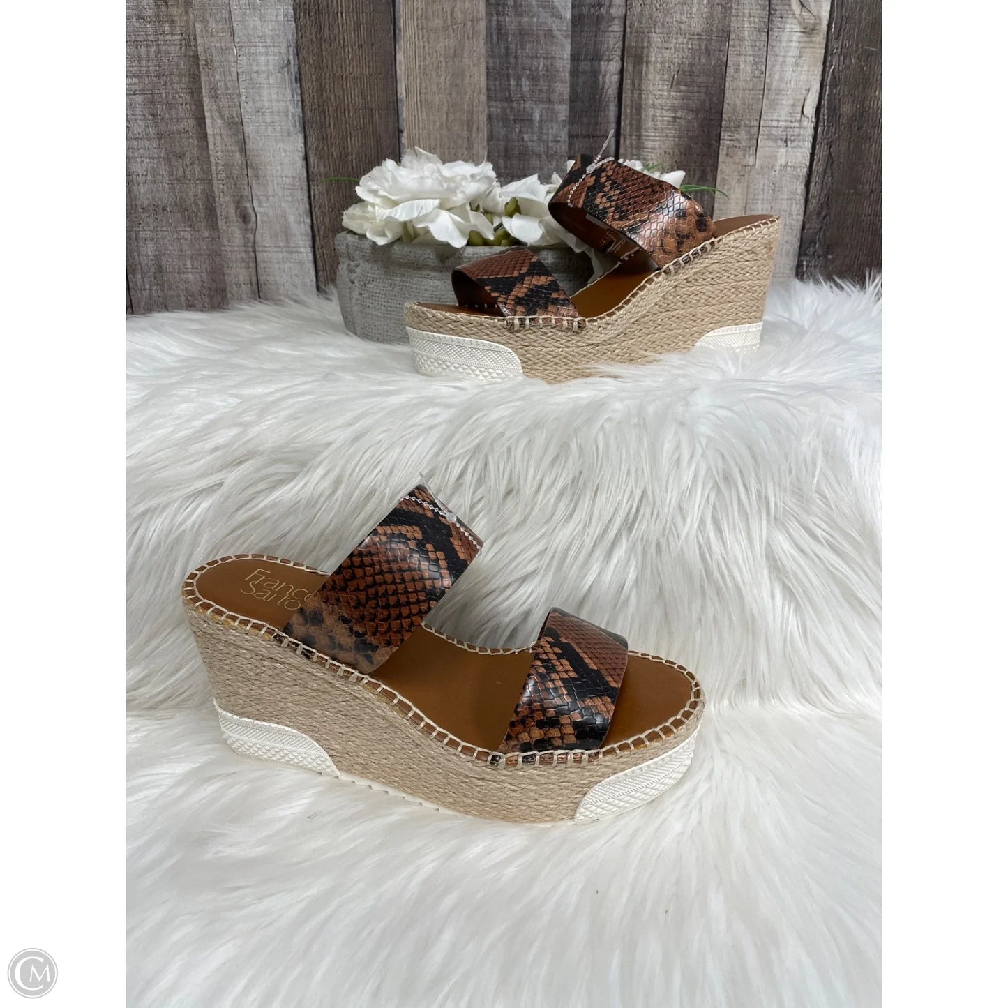 Sandals Heels Wedge By Franco Sarto In Snakeskin Print, Size: 9.5