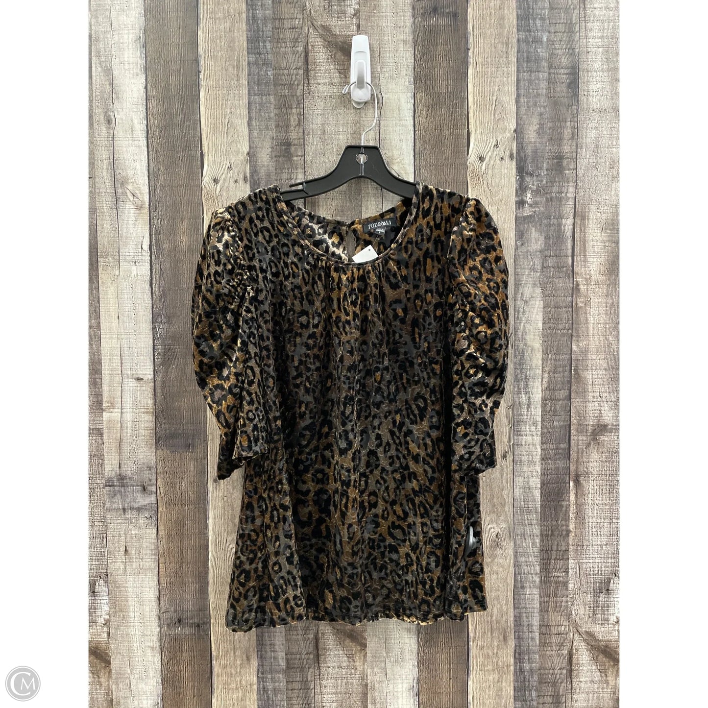 Top Short Sleeve By Roz And Ali In Animal Print, Size: L