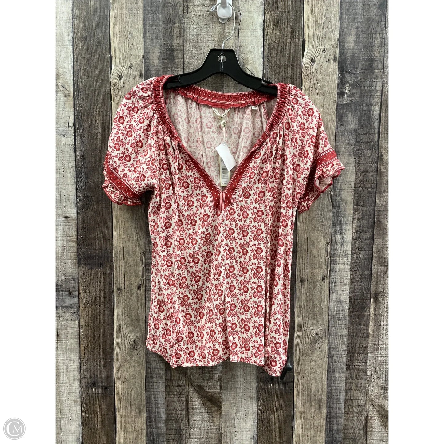 Top Short Sleeve By Max Studio In Red & White, Size: S
