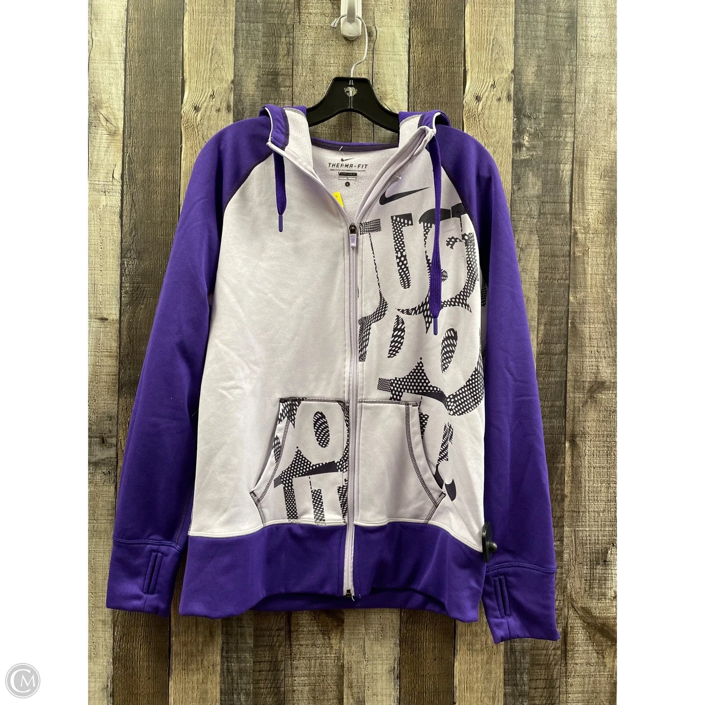 Athletic Jacket By Nike In Purple, Size: L