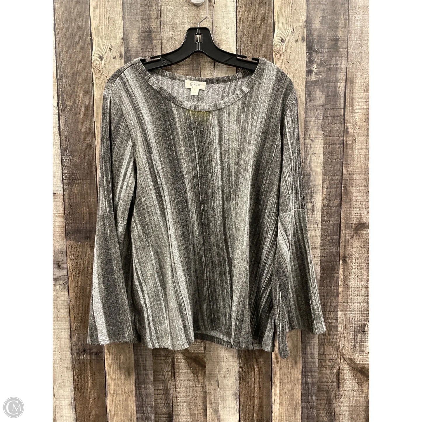 Top Long Sleeve By Style And Company In Grey, Size: L