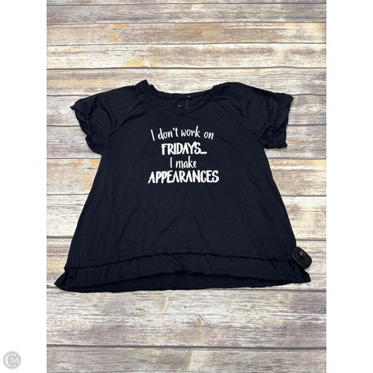 Top Short Sleeve By Cmf In Black, Size: L