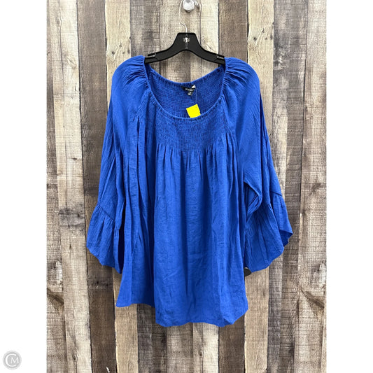 Top 3/4 Sleeve By Zac And Rachel In Blue, Size: 3x