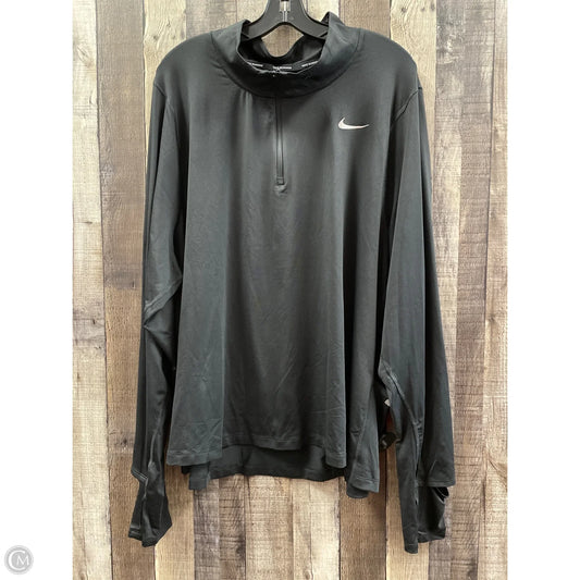 Athletic Top Long Sleeve Collar By Nike In Black, Size: 3x