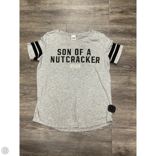 Top Short Sleeve By Pink In Grey, Size: M