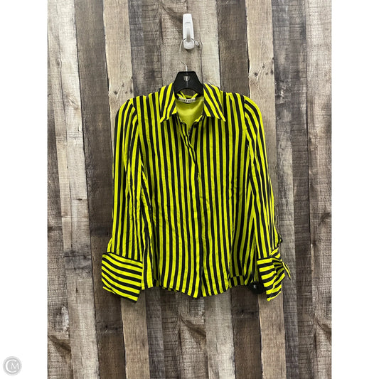 Top Long Sleeve Designer By Alice + Olivia In Black & Yellow, Size: M