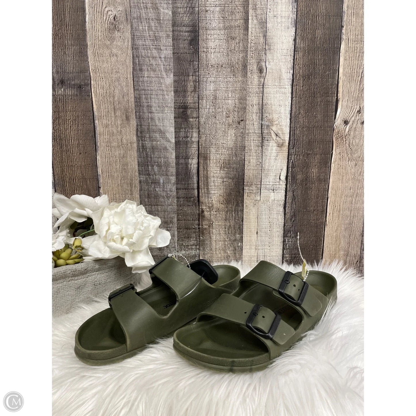 Sandals Flats By Birkenstock In Green, Size: 9