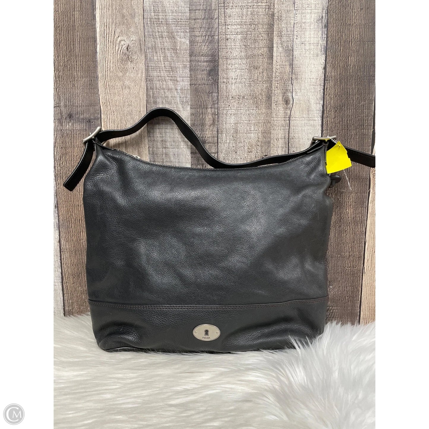 Handbag Leather By Fossil, Size: Large