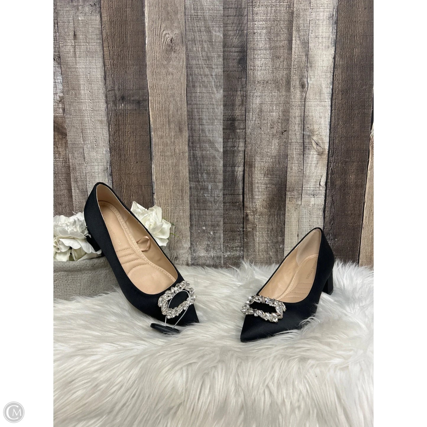 Shoes Heels Block By Adrienne Vittadini In Black & Silver, Size: 7.5