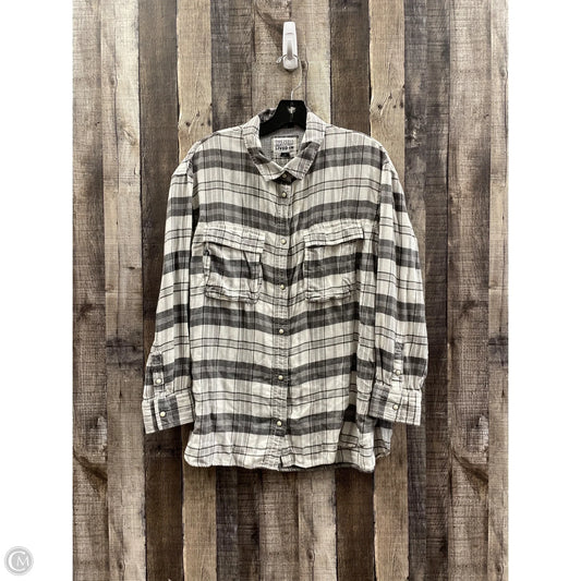 Top Long Sleeve By American Eagle In Grey & White, Size: M