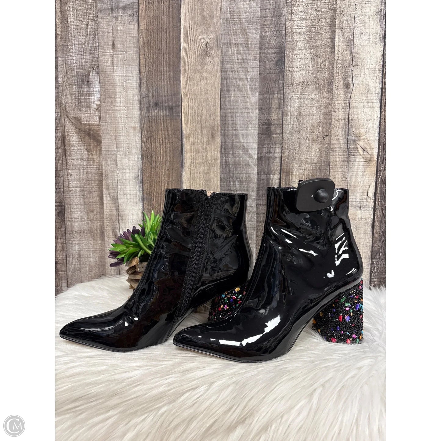 Boots Ankle Heels By Betsey Johnson In Black, Size: 8