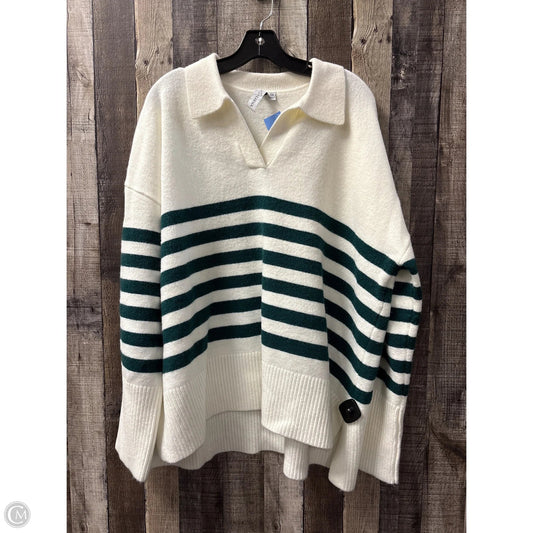 Sweater By Grace + Karma In Green & White, Size: 3x