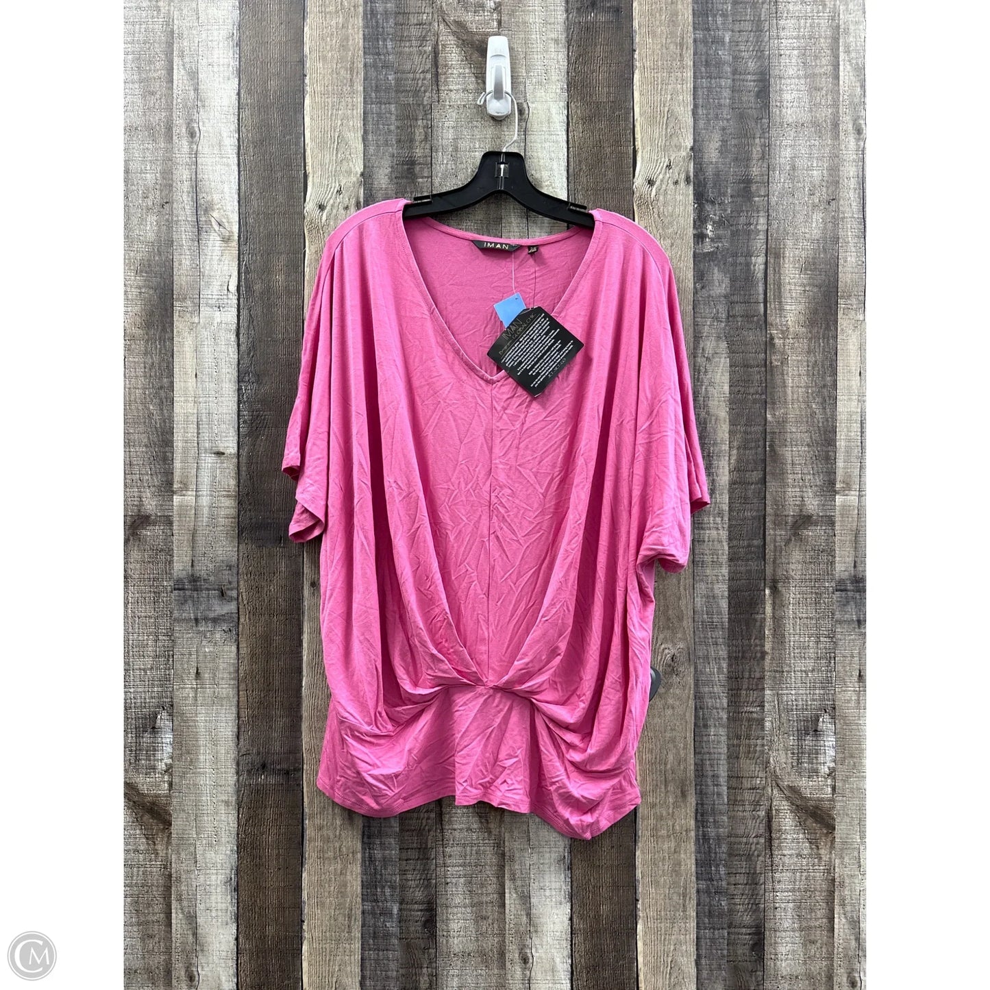 Top Short Sleeve By Iman Hsn In Pink, Size: 2x
