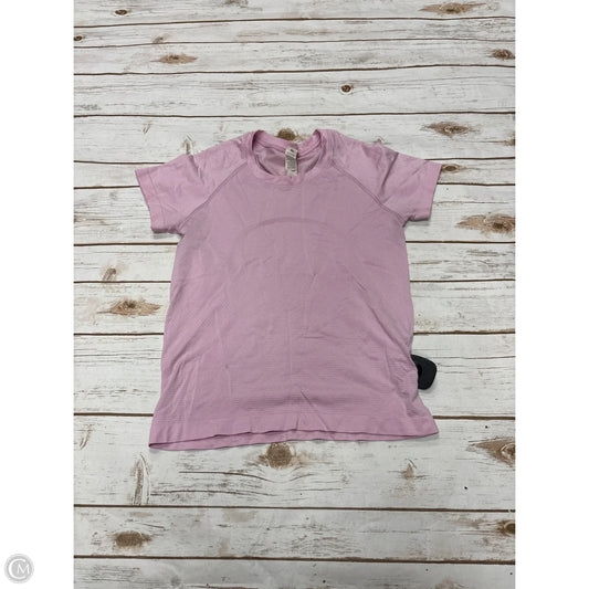 Athletic Top Short Sleeve By Lululemon In Pink, Size: 6