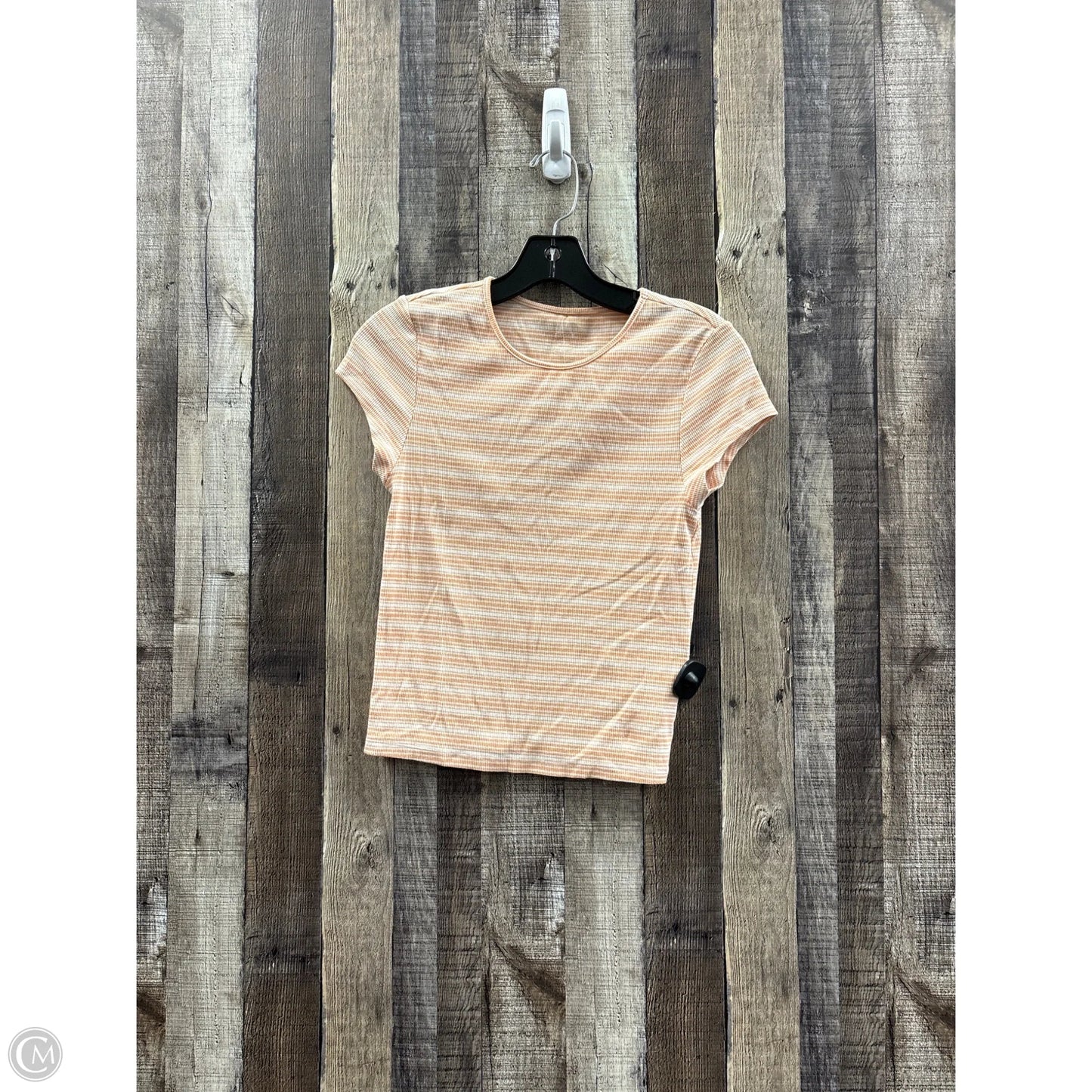 Top Short Sleeve By American Eagle In Orange & White, Size: M