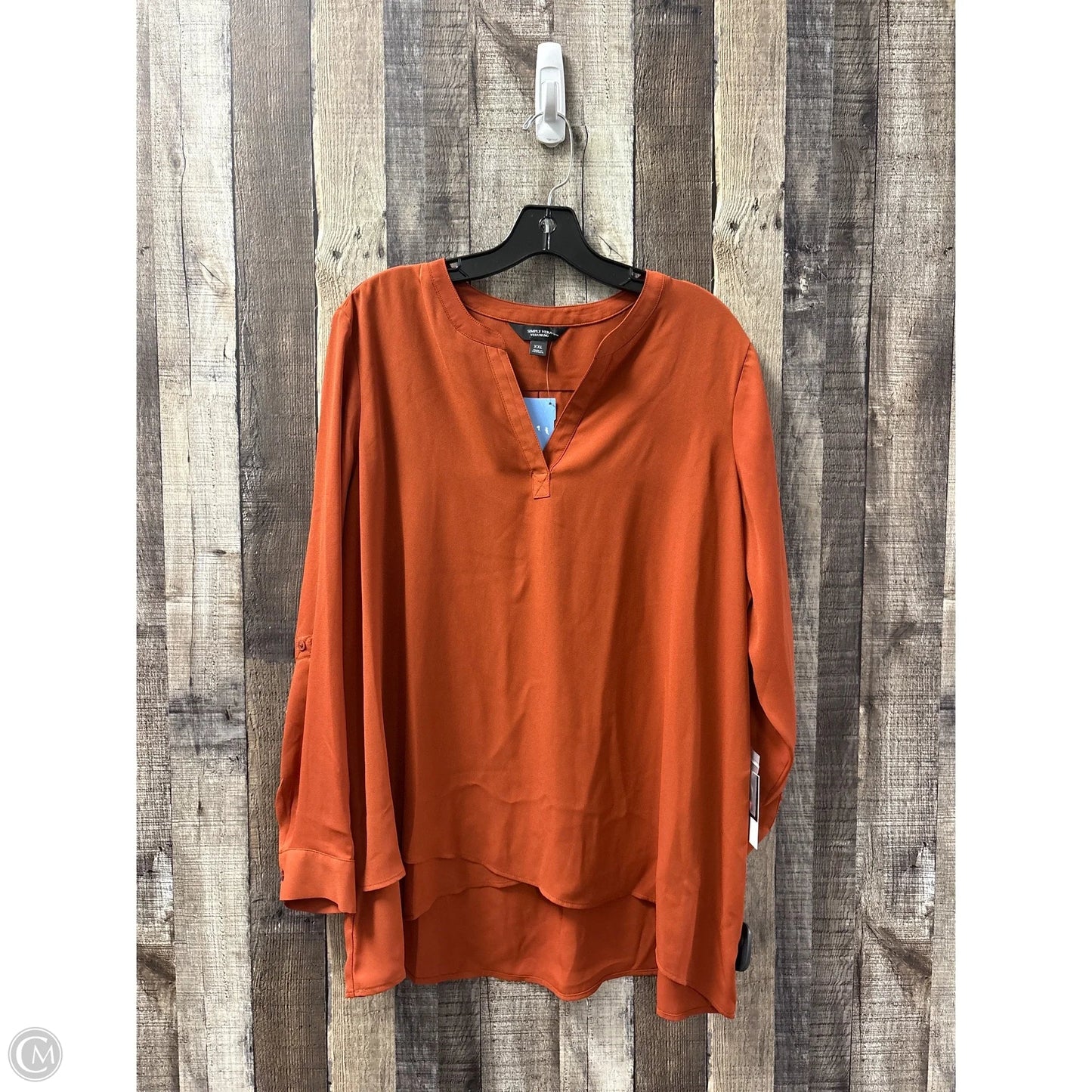 Top Long Sleeve By Simply Vera In Brown, Size: Xxl