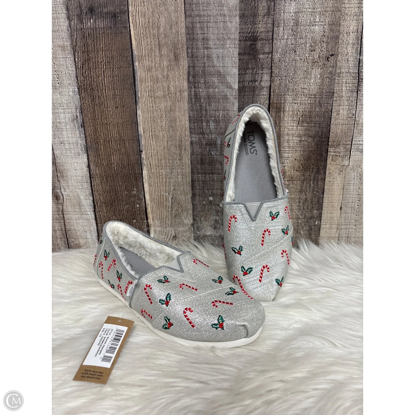 Shoes Flats By Toms In Silver, Size: 7.5