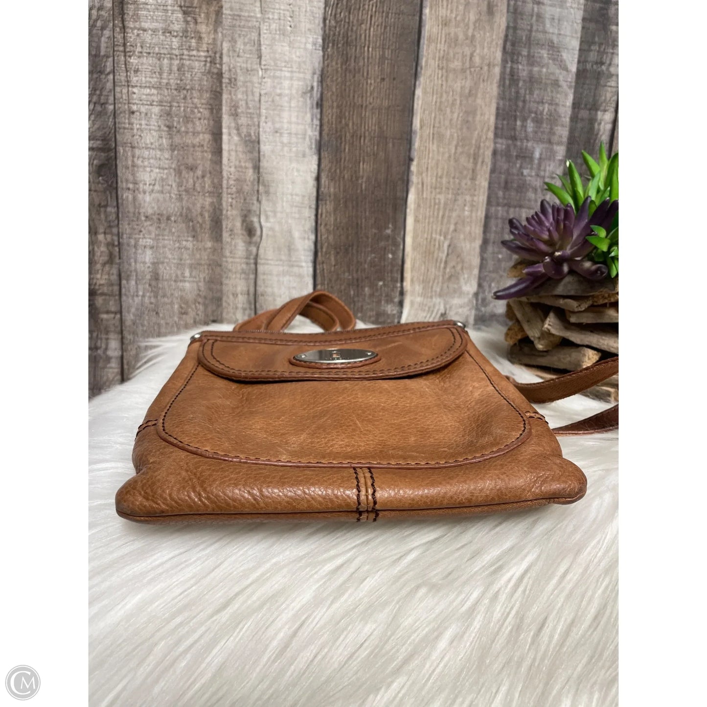 Crossbody Leather By Fossil, Size: Small