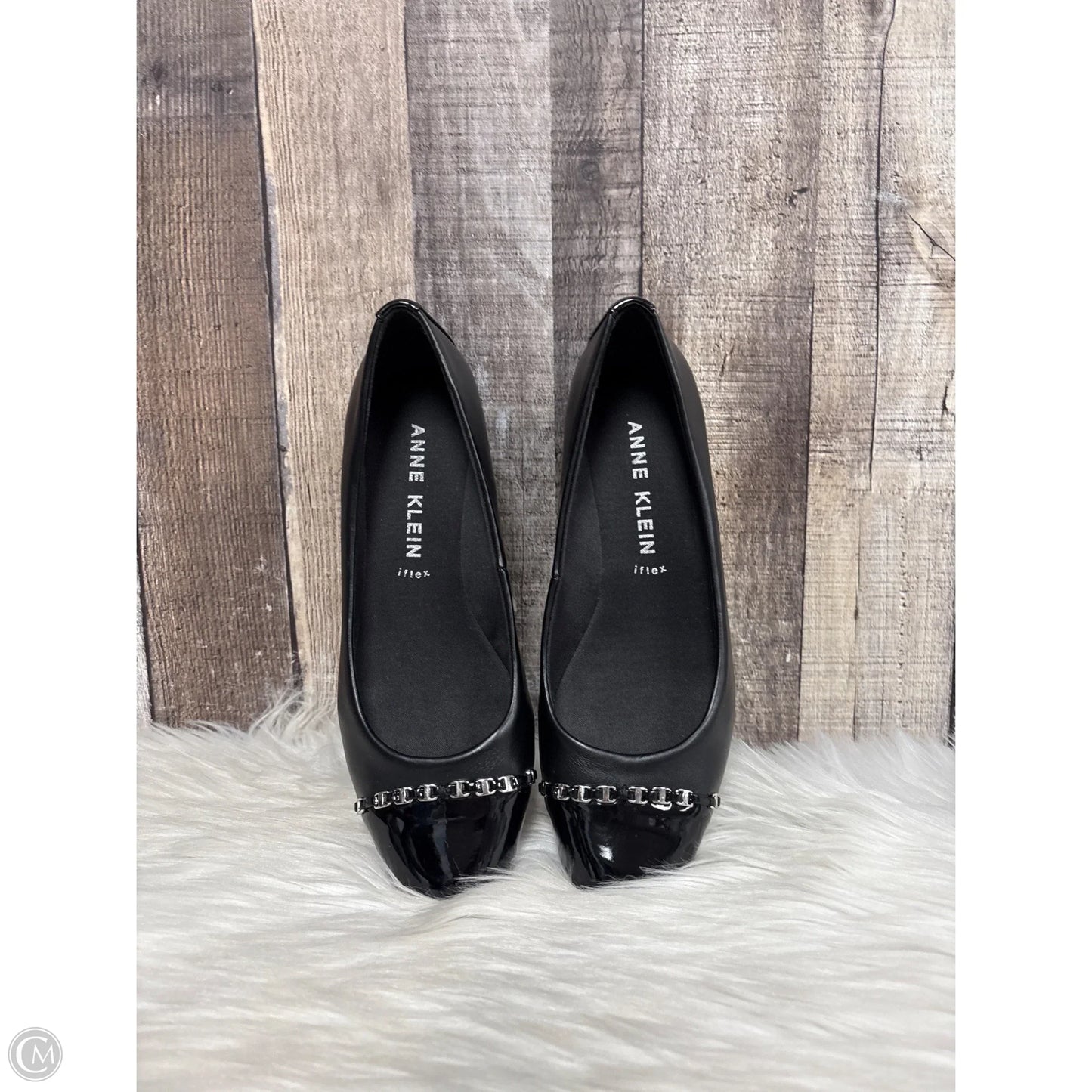 Shoes Flats By Anne Klein In Black & Silver, Size: 7.5