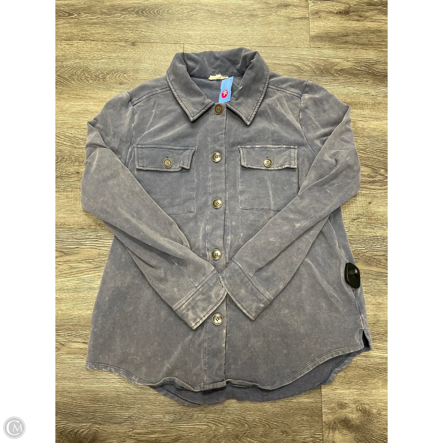Jacket Shirt By Mystree In Blue, Size: L