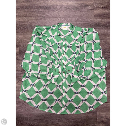 Top Long Sleeve By Anthropologie In Green, Size: 1x
