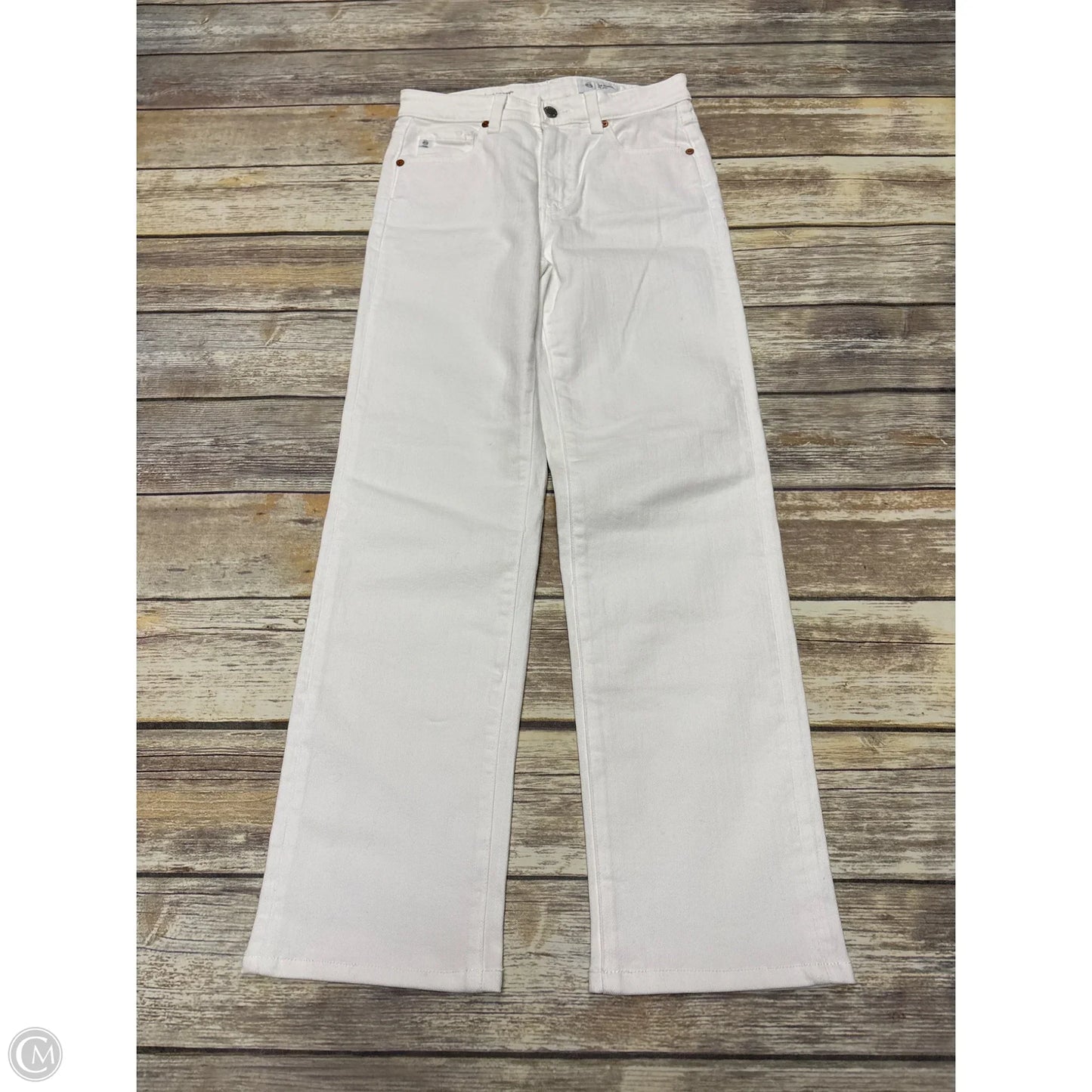 Jeans Straight By Ag Jeans In White Denim, Size: 2