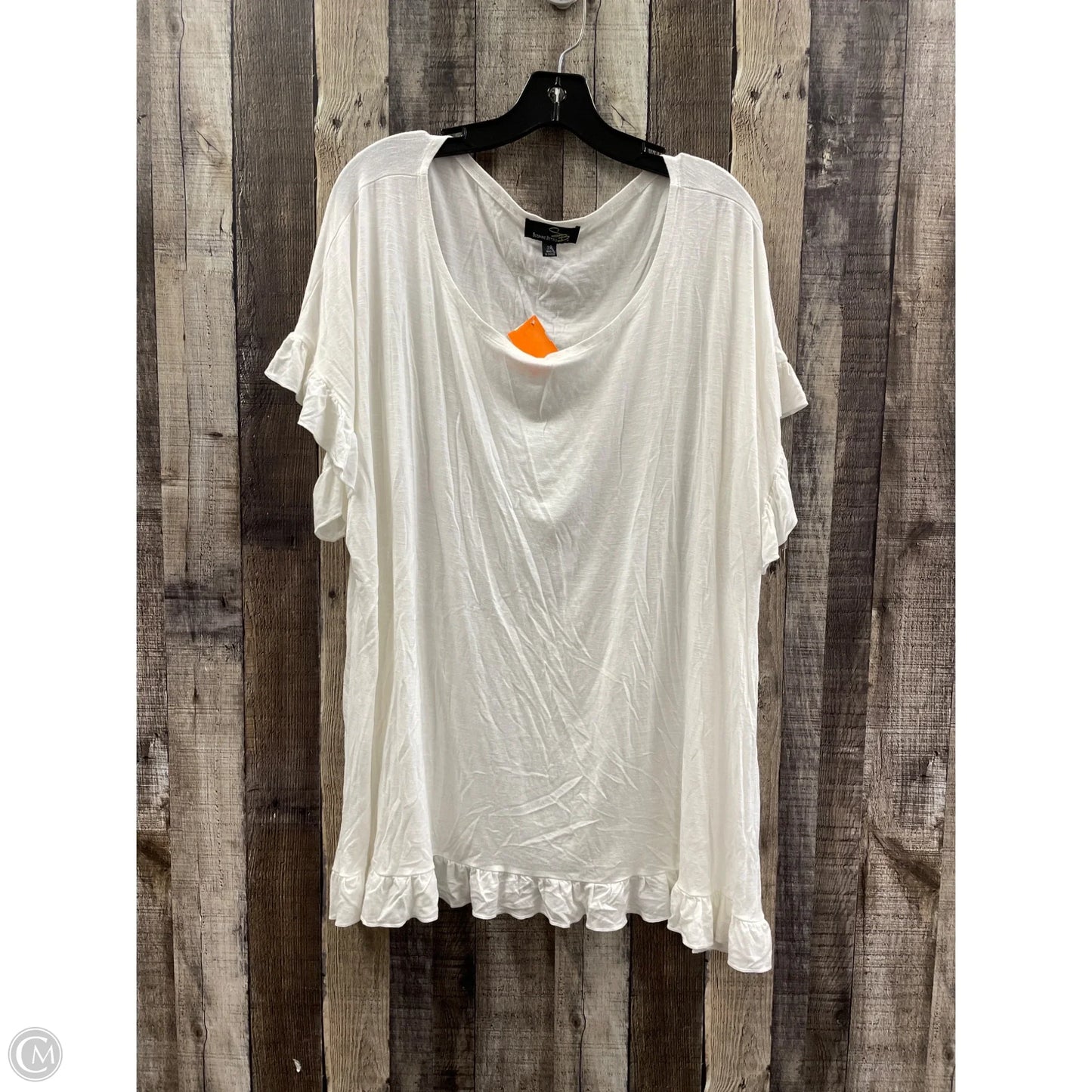 Top Short Sleeve By Suzanne Betro In Ivory, Size: 2x
