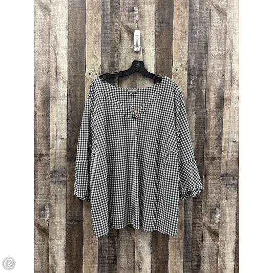 Top 3/4 Sleeve By Alexander Jordan In Checkered Pattern, Size: 2x