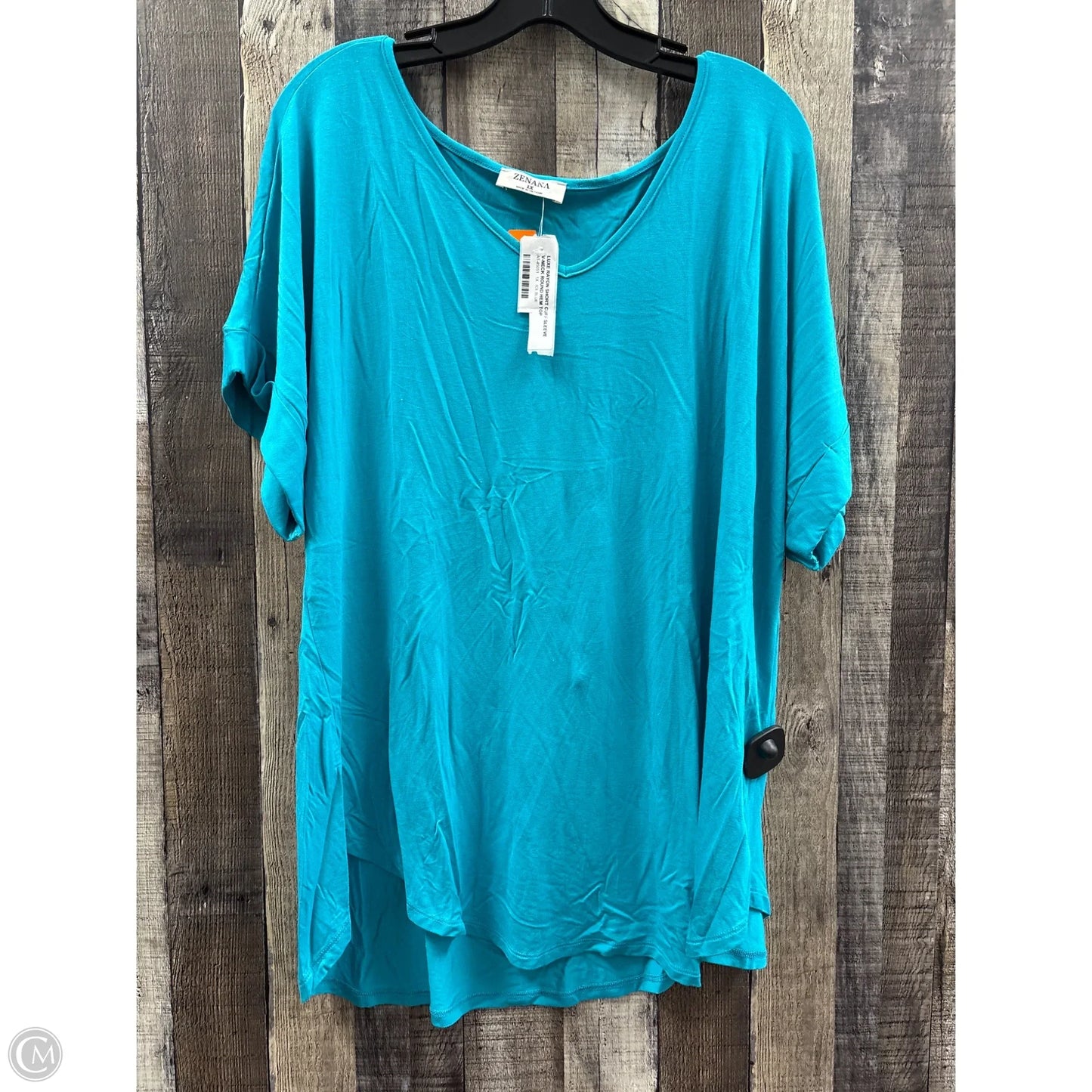 Top Short Sleeve By Zenana In Teal, Size: 1x