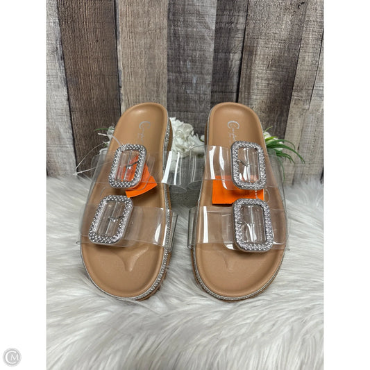 Sandals Heels Wedge By Cato In Silver, Size: 9