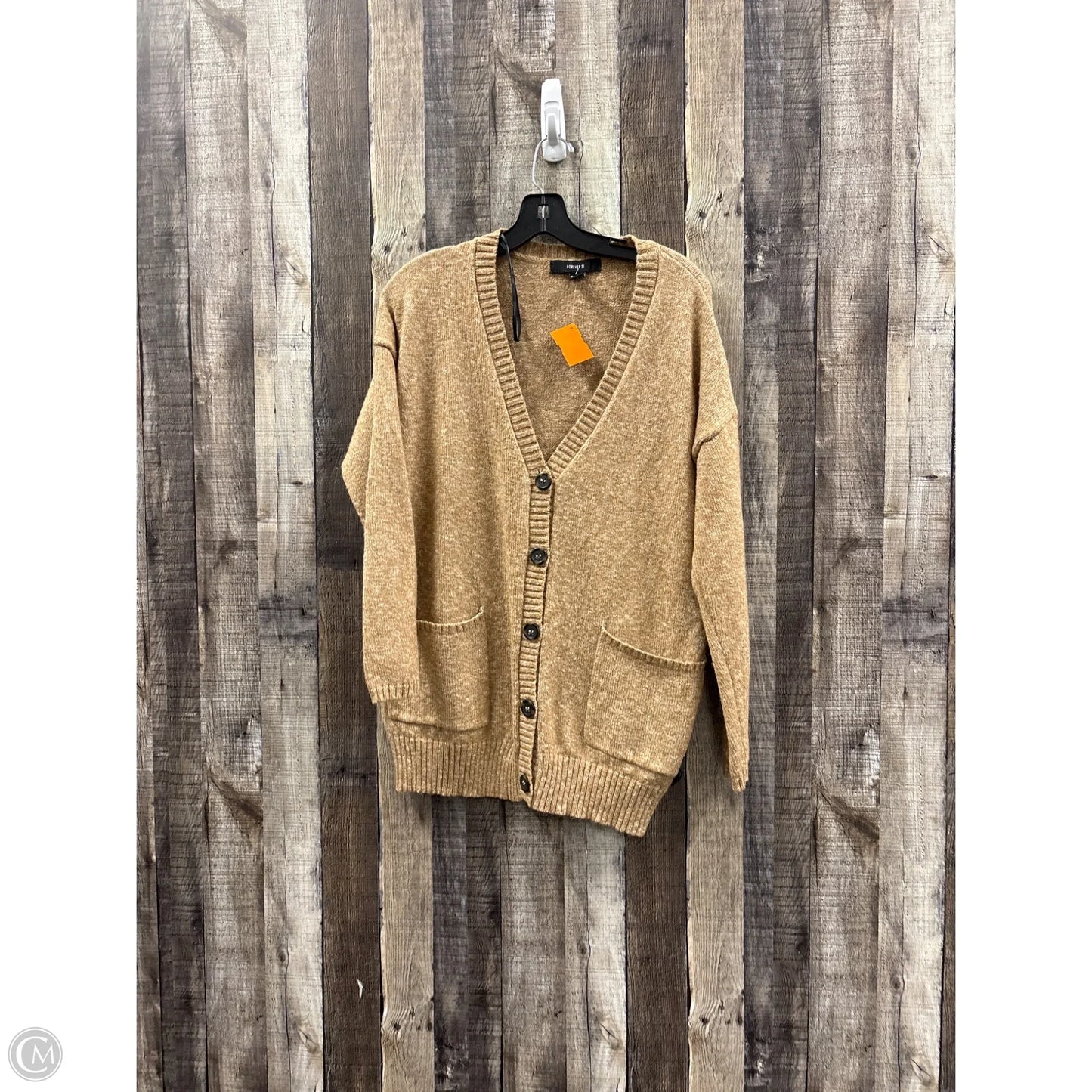 Sweater Cardigan By Forever 21 In Tan, Size: S