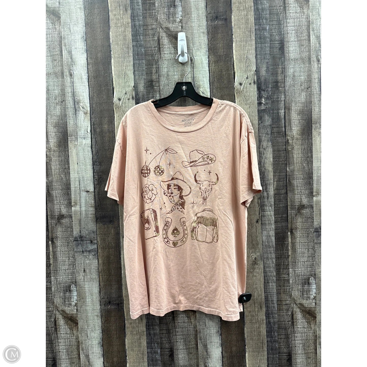 Top Short Sleeve By Mighty Fine In Peach, Size: M