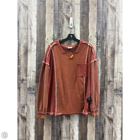 Top Long Sleeve By Bke In Bronze, Size: S