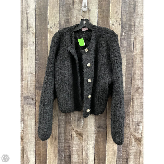 Sweater Cardigan By Pink Lily In Black, Size: L