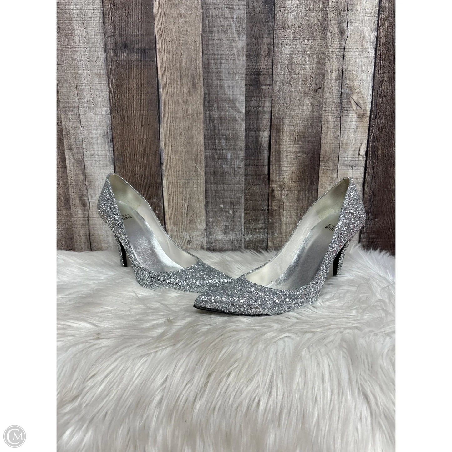 Shoes Designer By Stuart Weitzman In Silver, Size: 6.5
