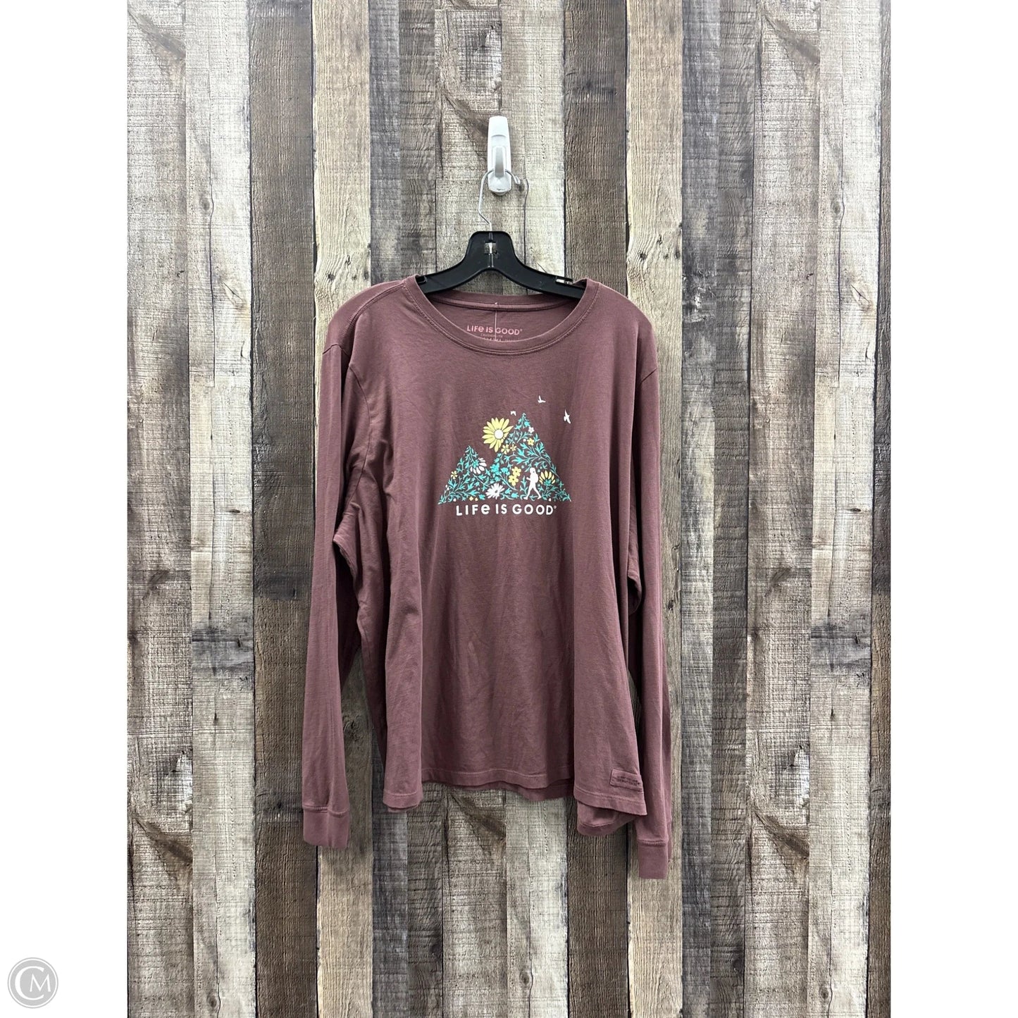 Top Long Sleeve By Life Is Good In Mauve, Size: Xxl