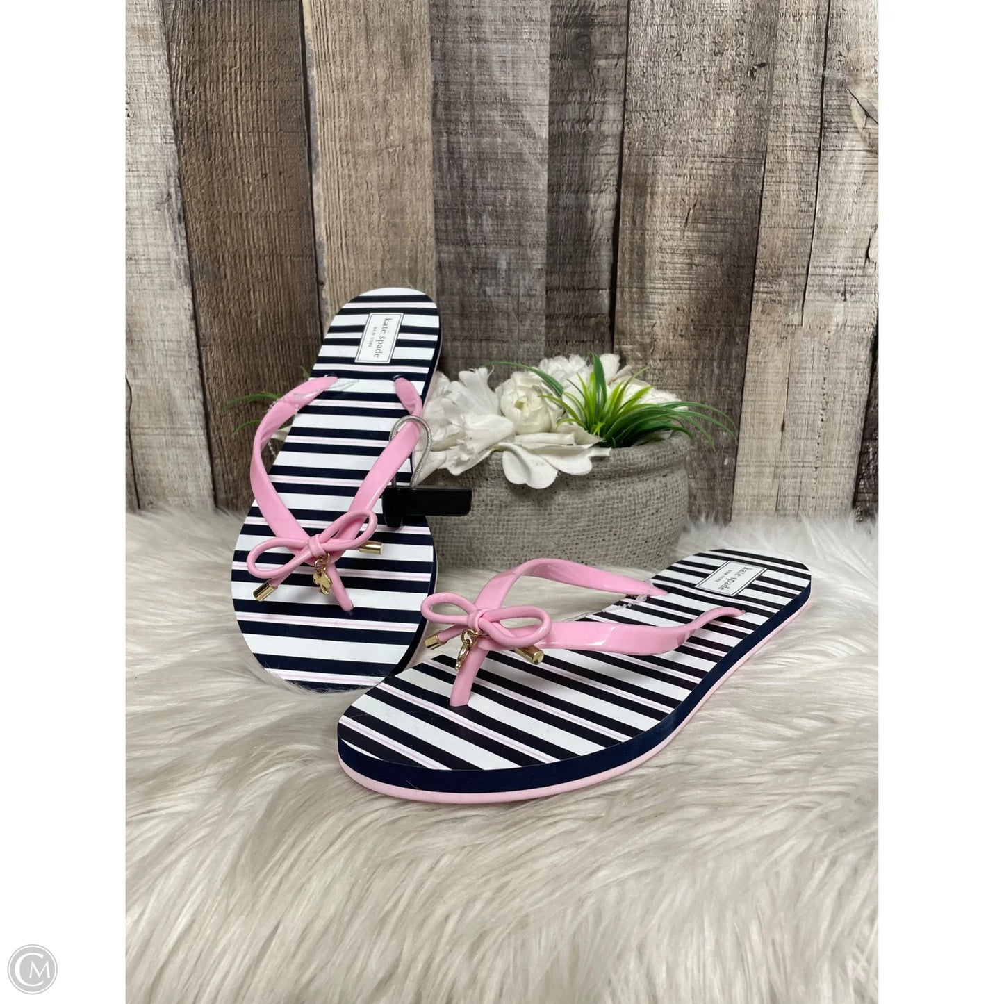 Sandals Designer By Kate Spade In Striped Pattern, Size: 10