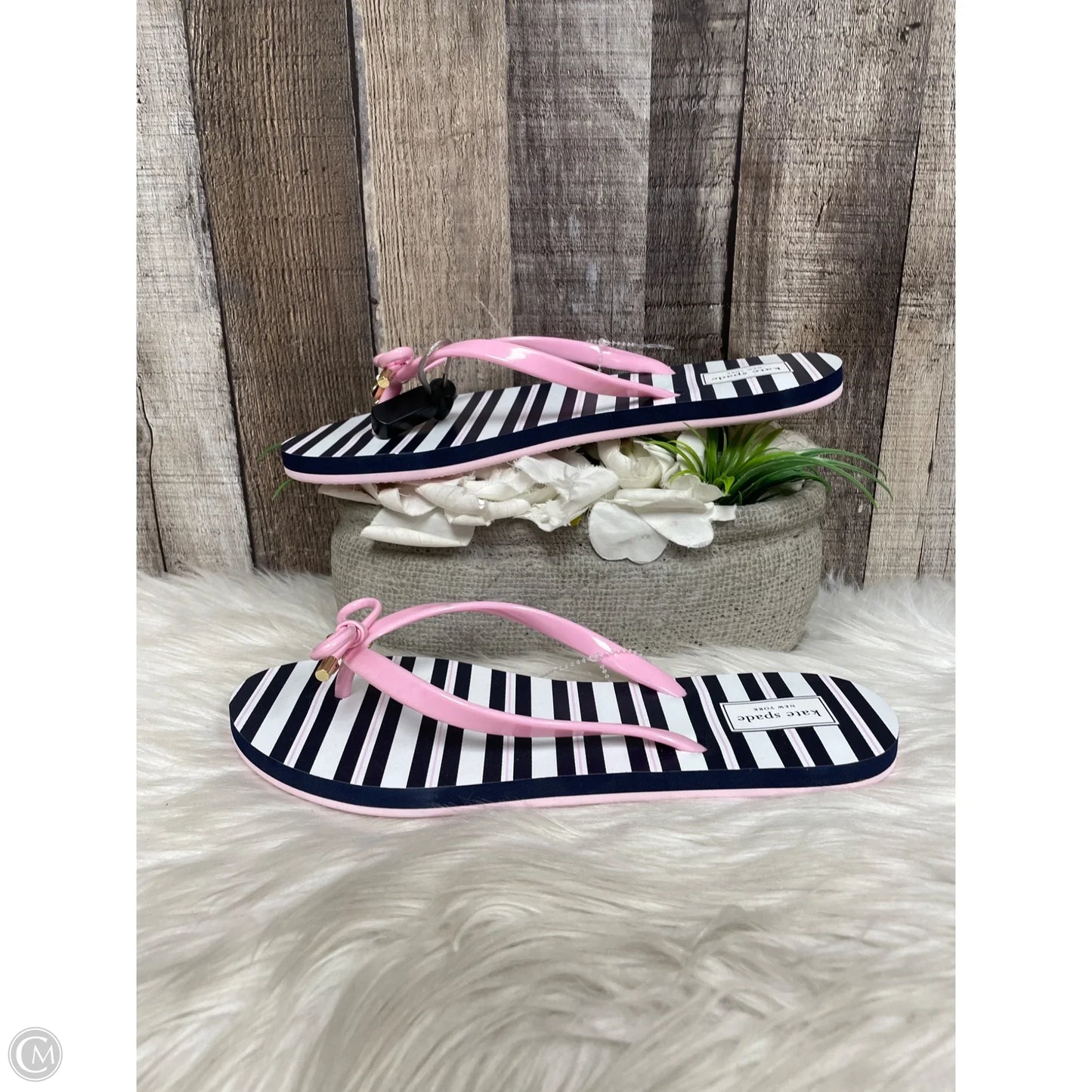 Sandals Designer By Kate Spade In Striped Pattern, Size: 10