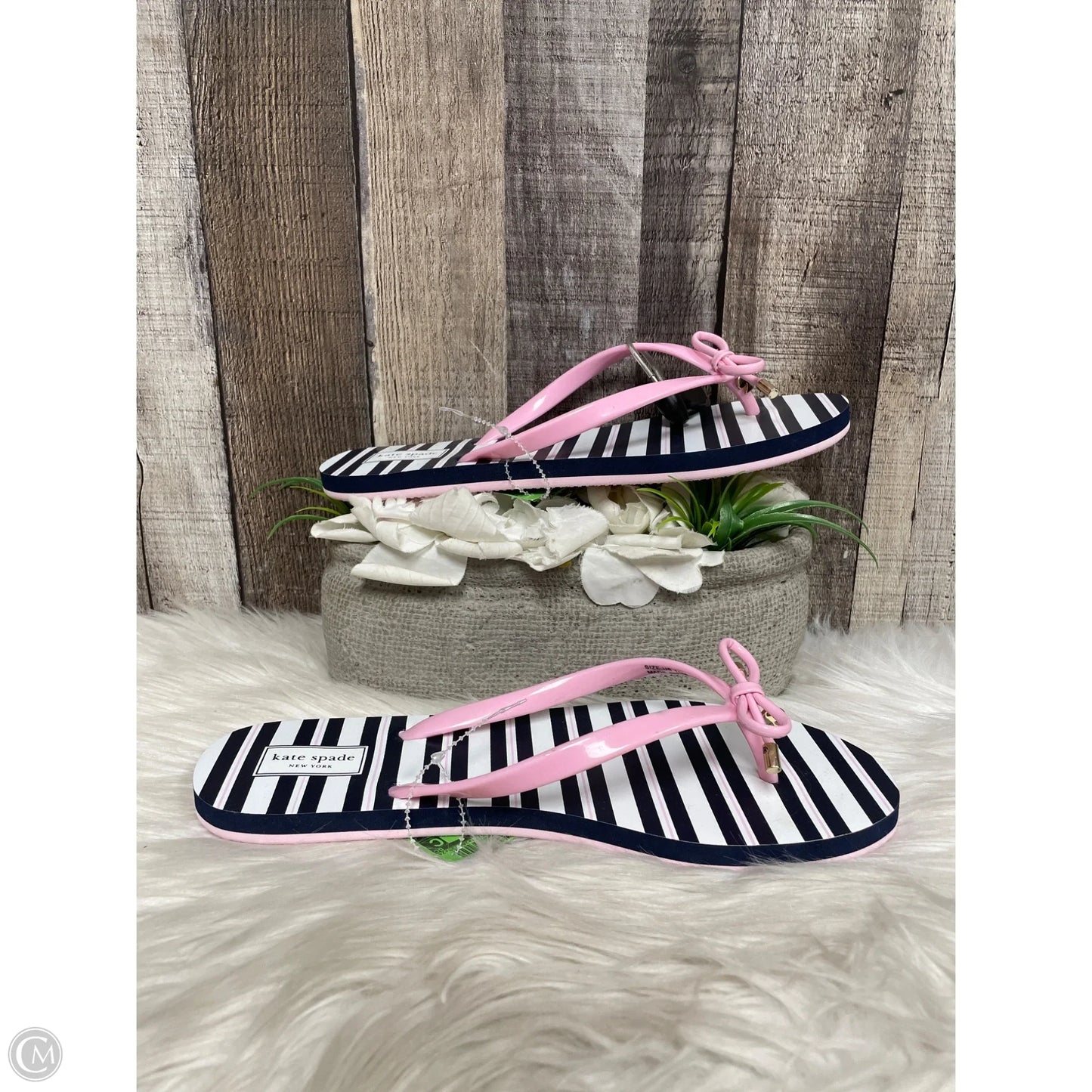 Sandals Designer By Kate Spade In Striped Pattern, Size: 10