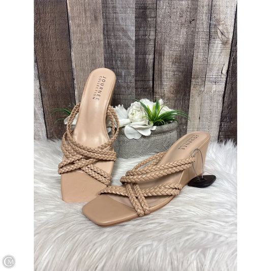 Sandals Heels Wedge By Journee In Tan, Size: 11