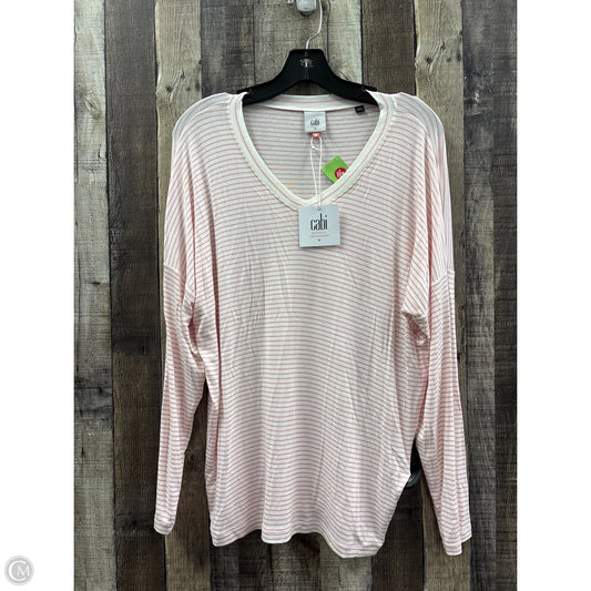 Top Long Sleeve By Cabi In Pink & White, Size: S