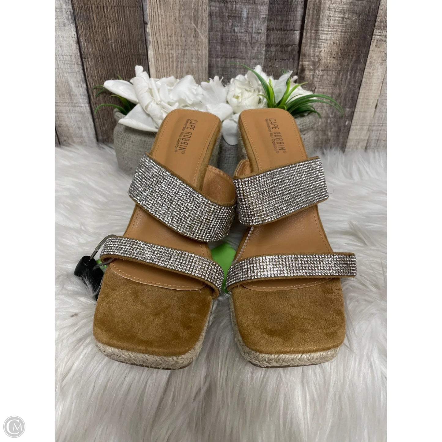 Sandals Heels Wedge By Cape Robbin In Silver, Size: 10