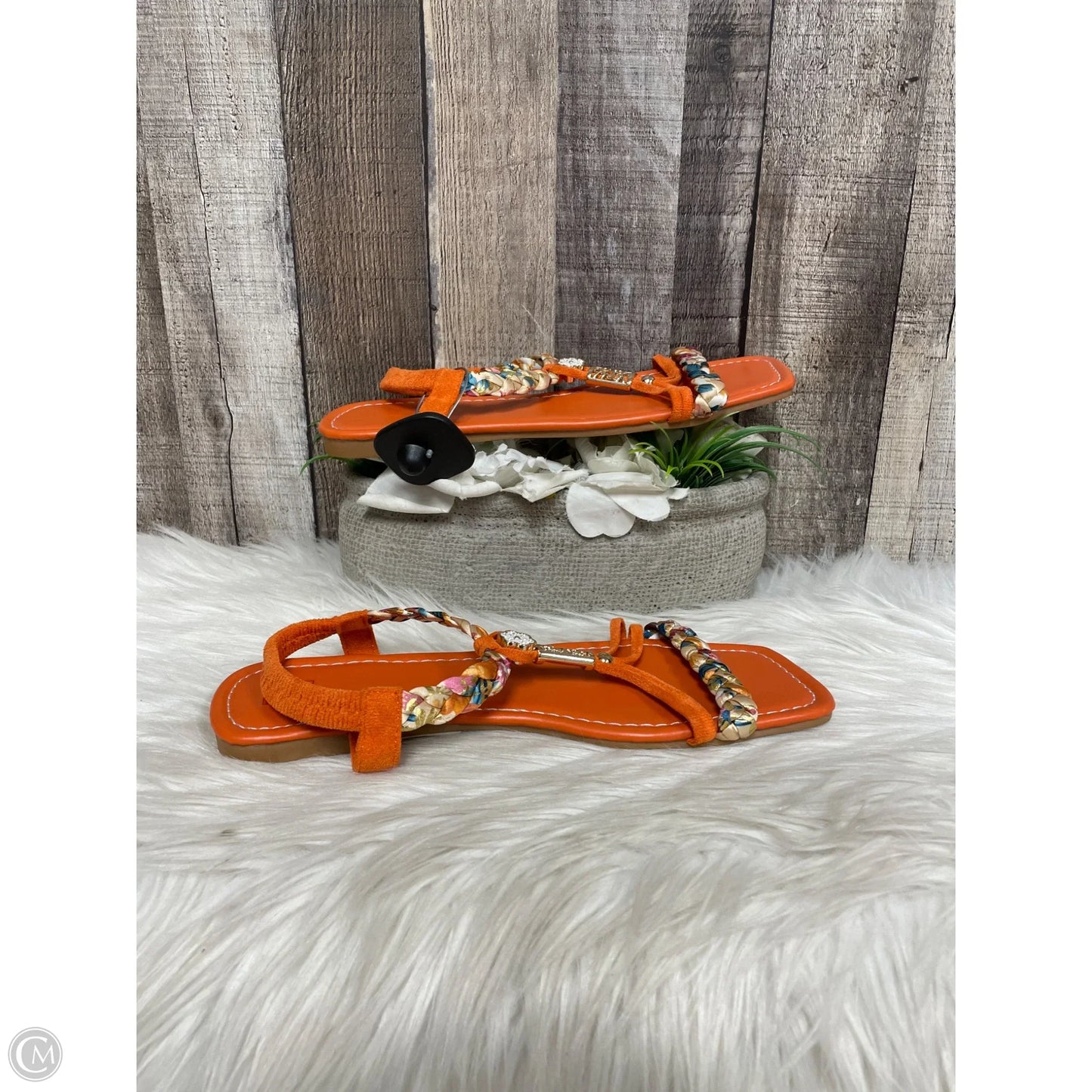 Sandals Flats By Cmf In Orange, Size: 9