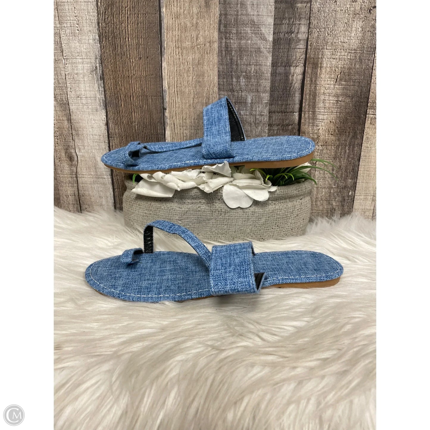 Sandals Flats By Cmf In Blue Denim, Size: 8.5