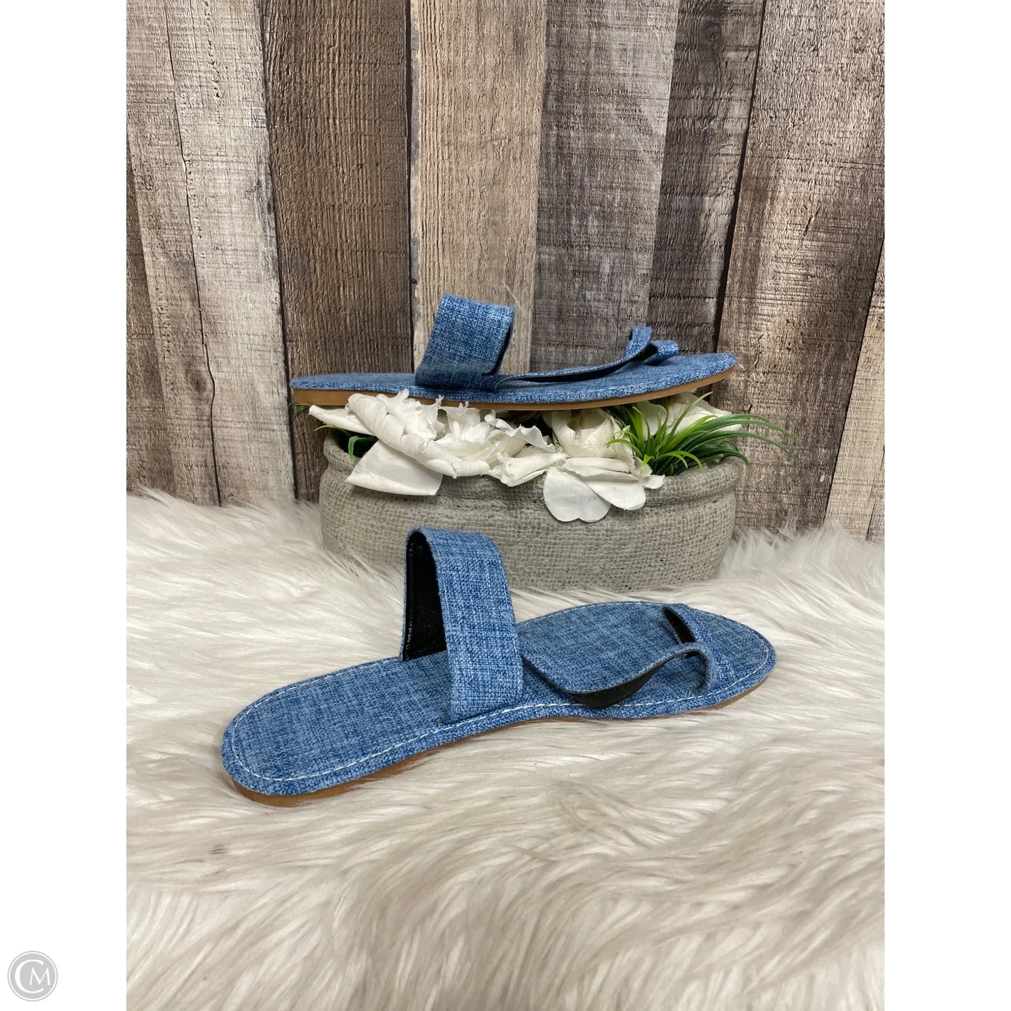 Sandals Flats By Cmf In Blue Denim, Size: 8.5