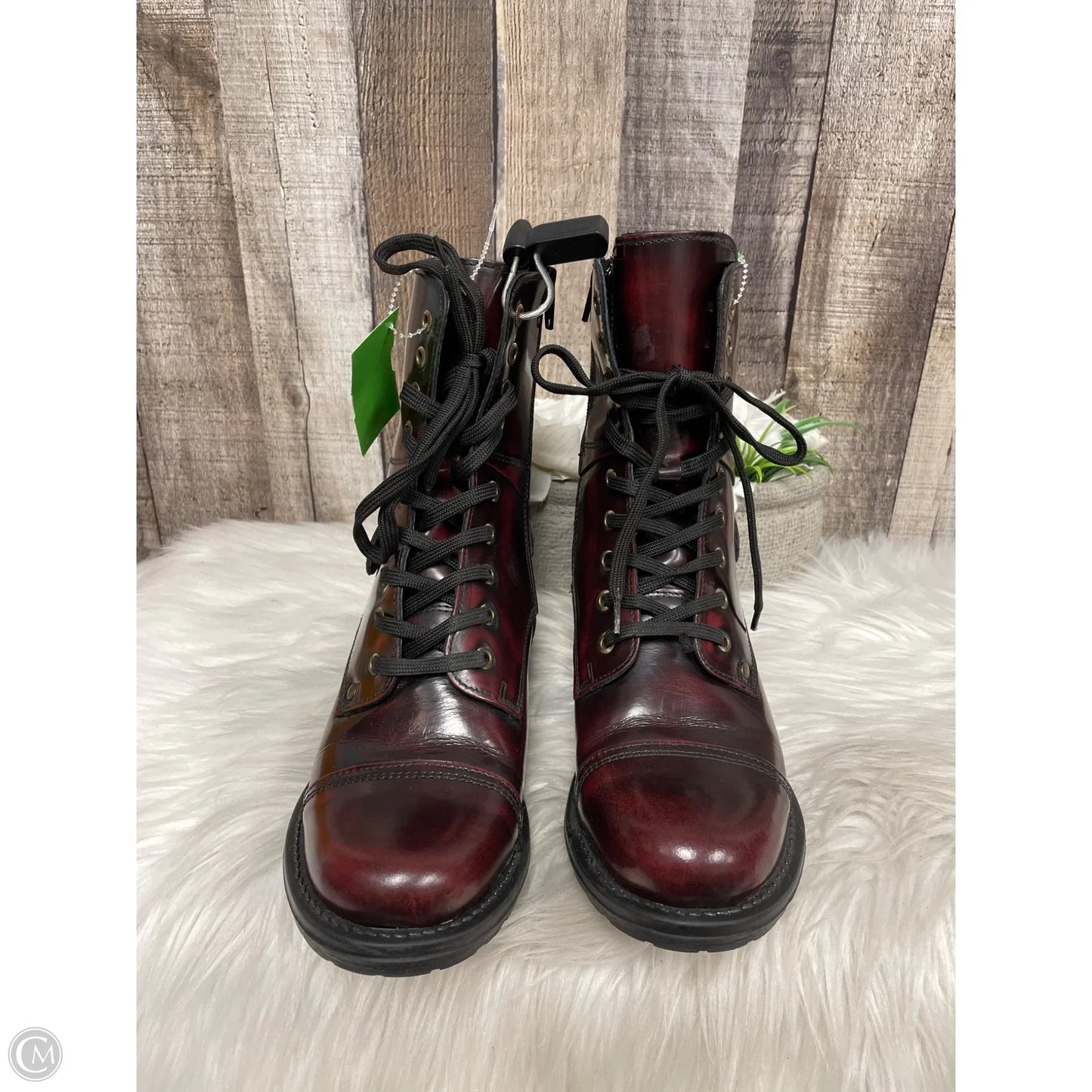 Boots Ankle Heels By Taos In Maroon, Size: 8
