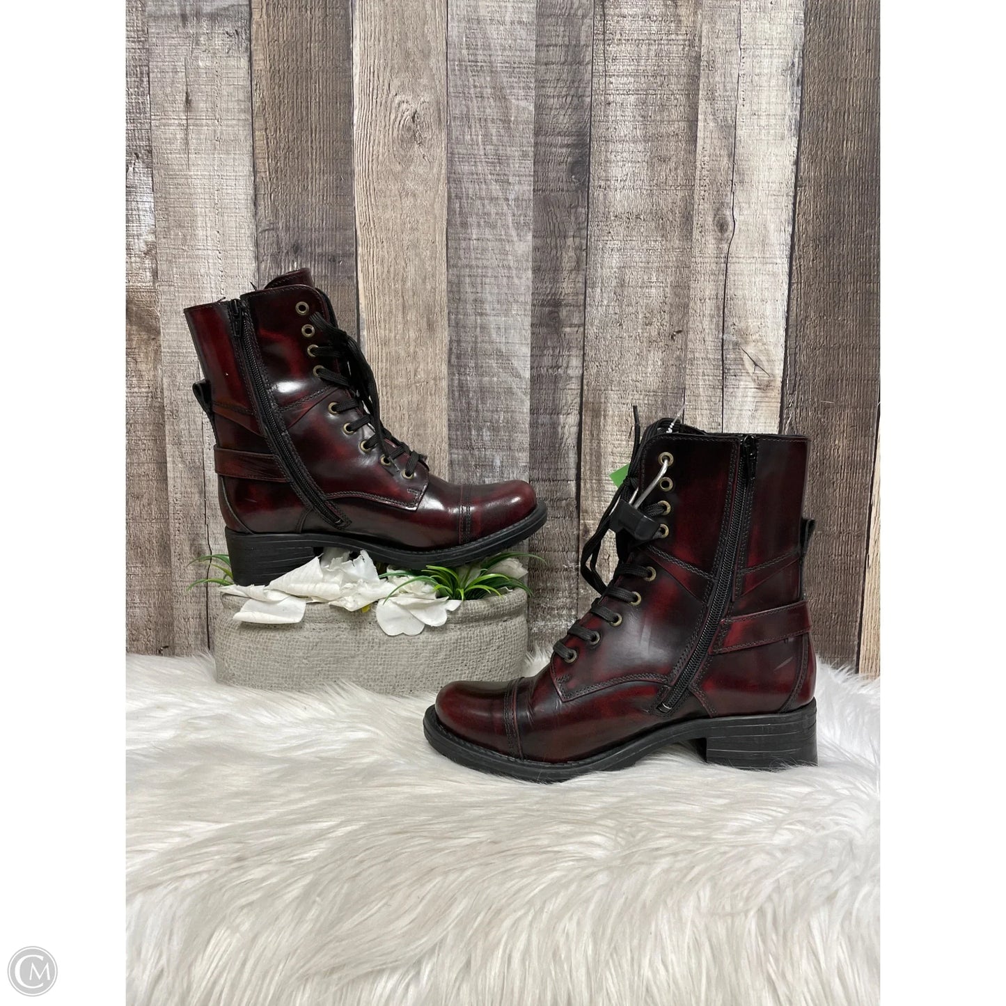 Boots Ankle Heels By Taos In Maroon, Size: 8