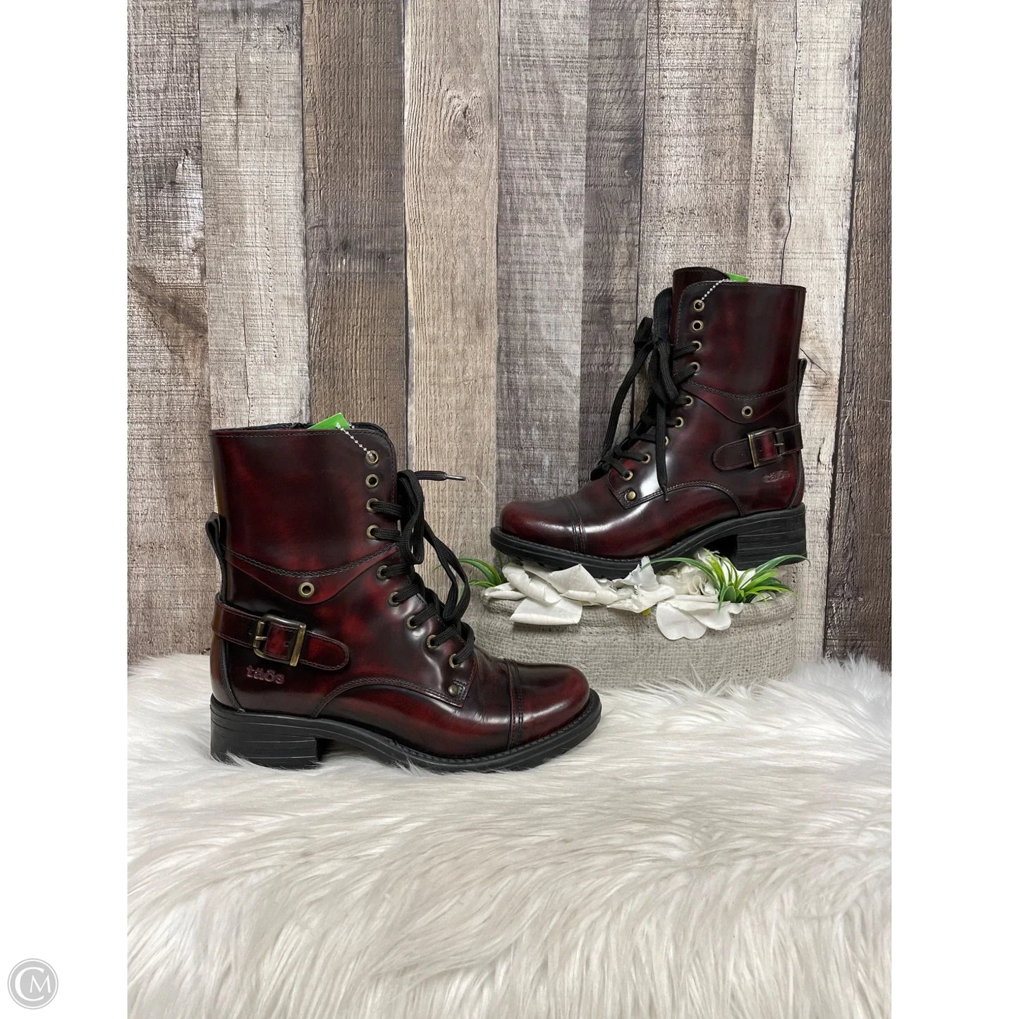 Boots Ankle Heels By Taos In Maroon, Size: 8