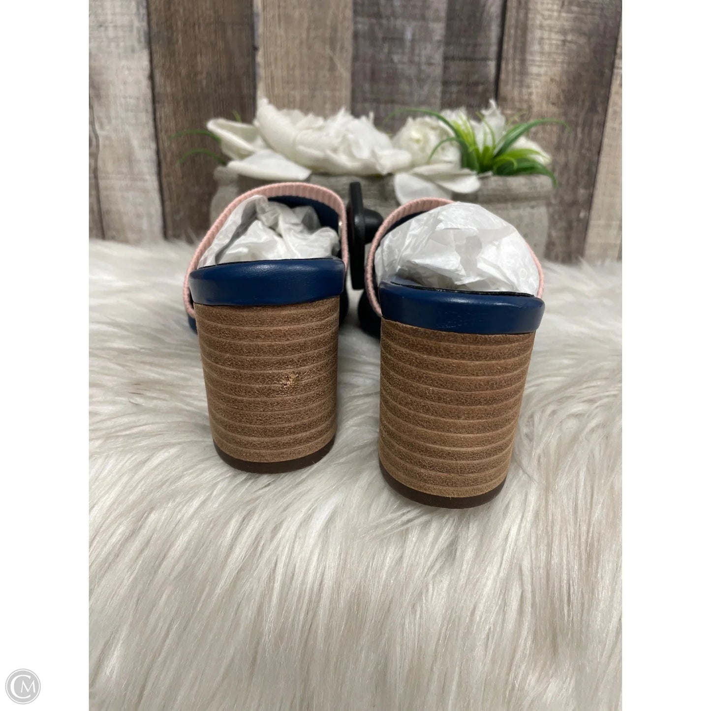 Sandals Heels Block By Vionic In Blue, Size: 6