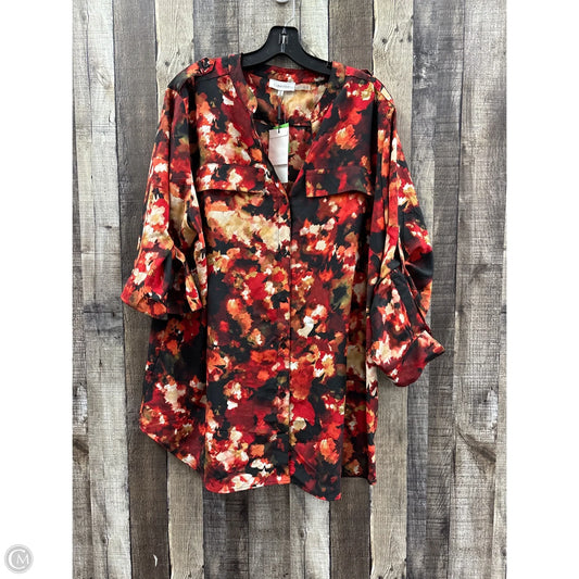 Tunic 3/4 Sleeve By Calvin Klein In Multi-colored, Size: 1x